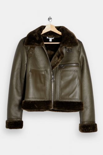 Topshop Faux Shearling Biker Jacket