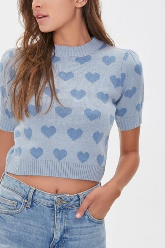 Valentine's Day clothing: Forever 21 Sweater Knit Heart Print Top