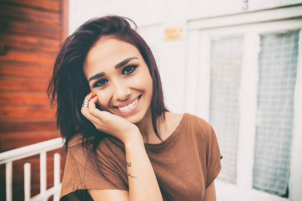 Woman practicing positive self talk