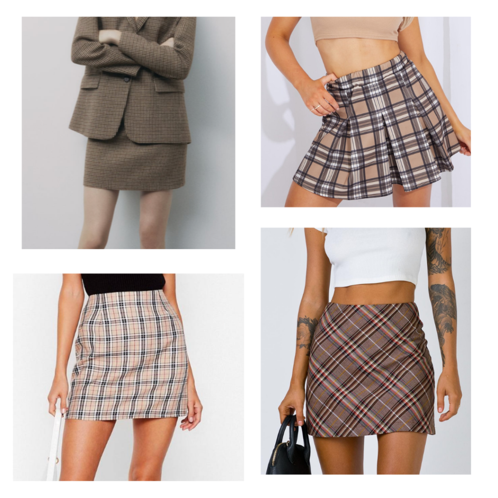 2021 fashion trend - plaid miniskirts