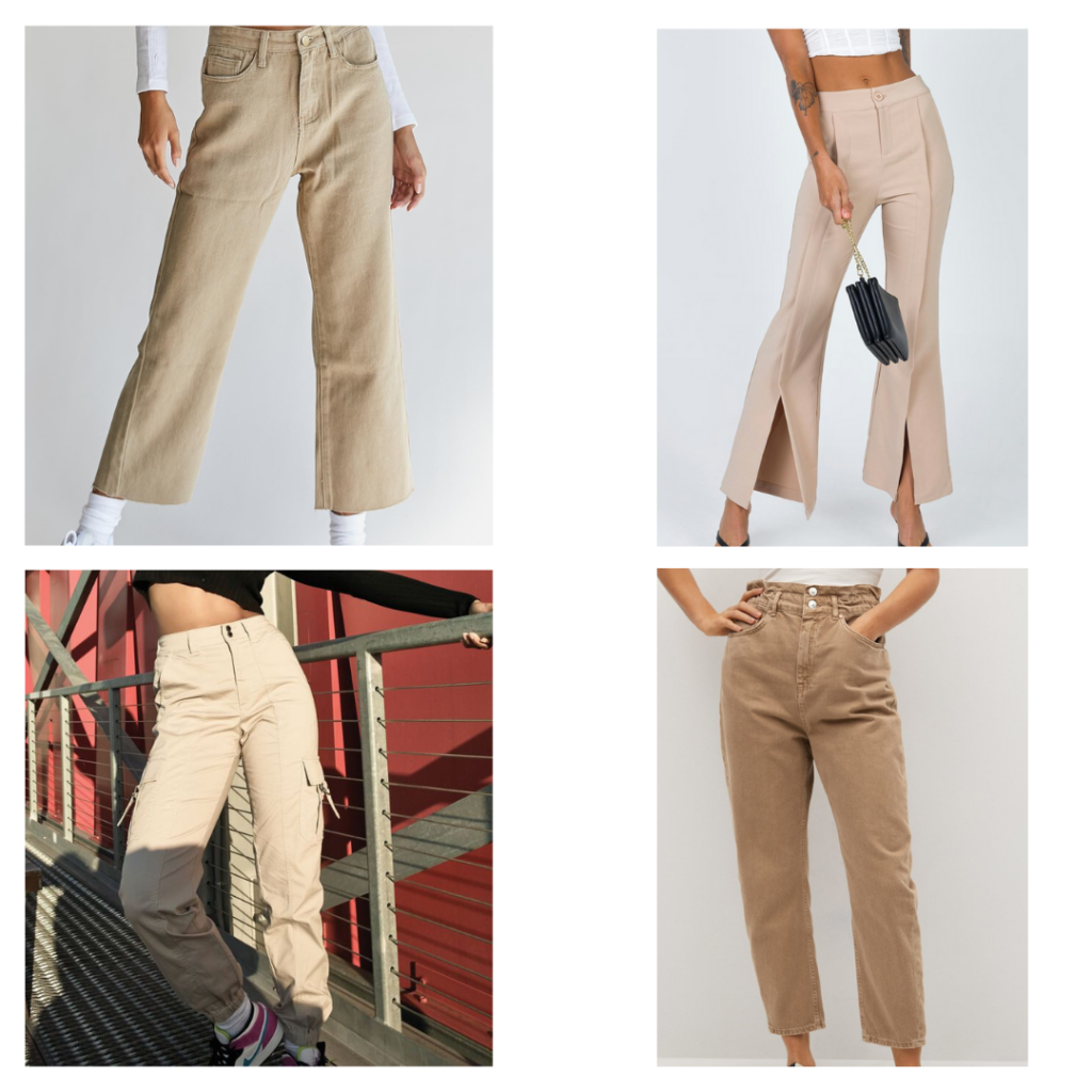 2021 fashion trends - neutral khaki jeans and trousers