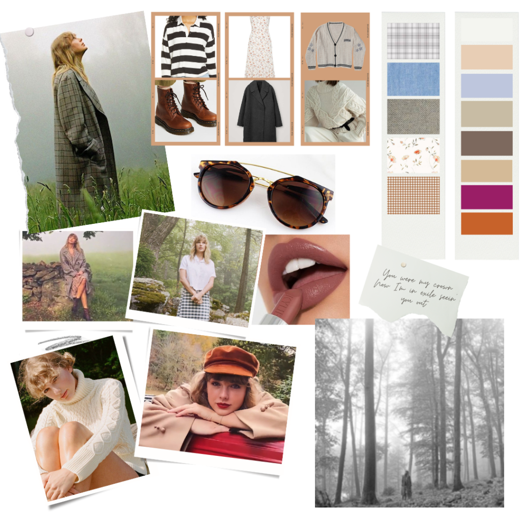 Mood board inspired by Taylor Swift's folklore era fashion