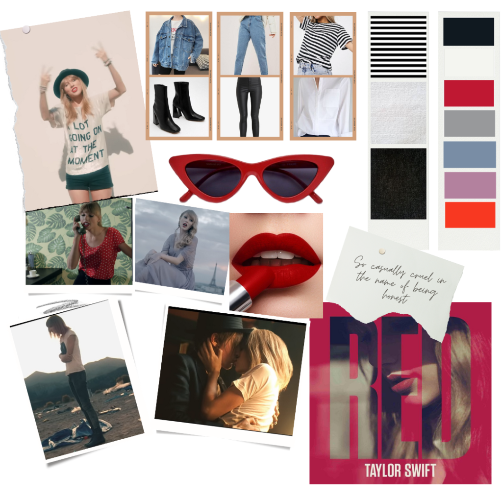 Fashion mood board inspired by Taylor Swift's red era