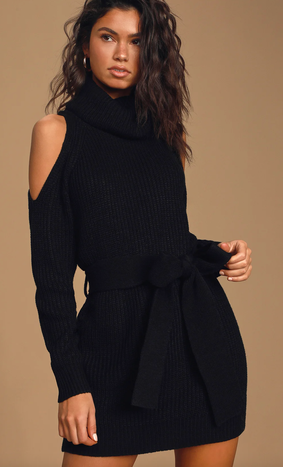 Black sweater dress from Lulus