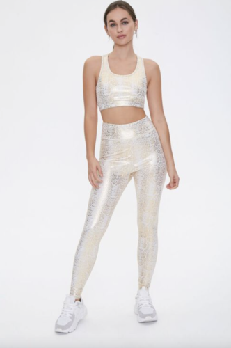 Metallic gold leopard print athletic outfit from Forever 21