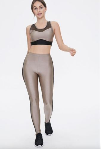 Metallic gold and black sports bra and legging set from Forever 21
