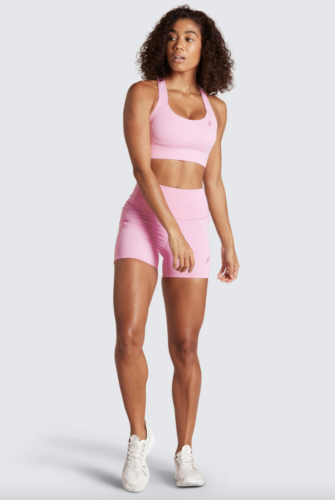 Pink two-piece cute workout set with biker shorts from DoYouEven