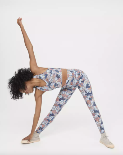 Aerie navy and cream floral print cute workout set