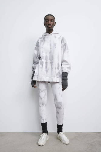 Zara oversized matching white and grey tie dye college loungewear set