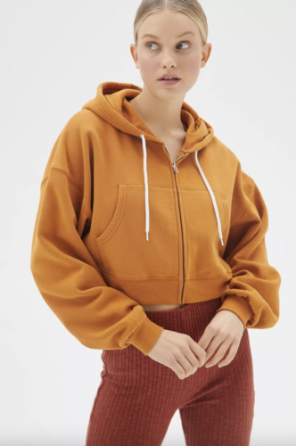 Mustard, cropped zip up hoodie form Urban Outfitters