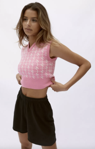 Pink cropped sweater vest from Urban Outfitters