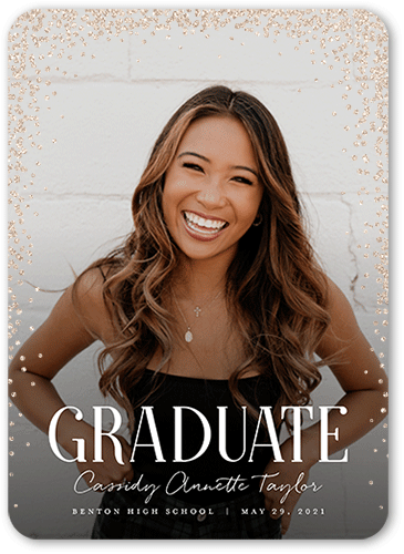 Glitter confetti graduation announcement