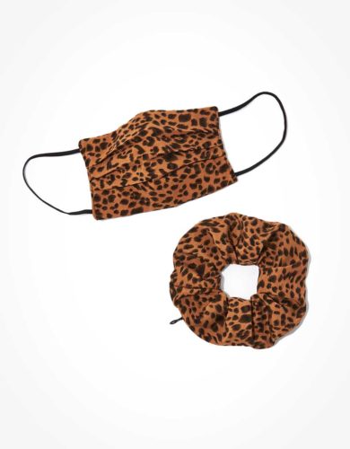 AE Leopard Face Mask and Scrunchie Set