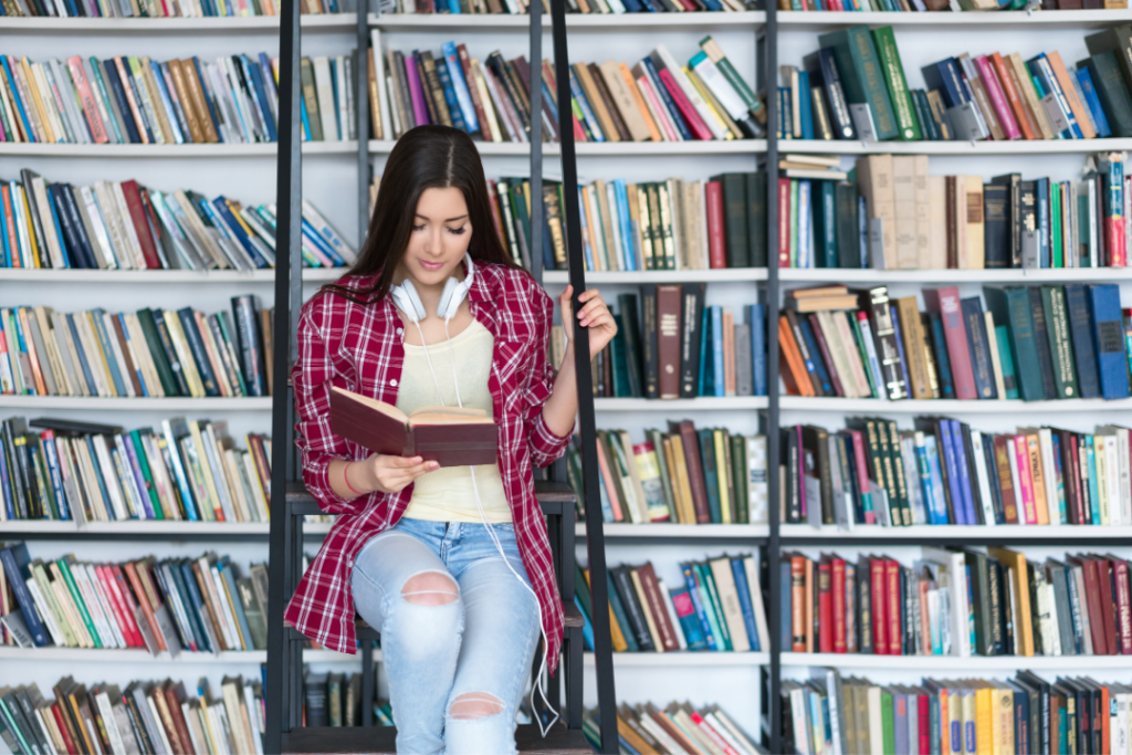 Woman at the library