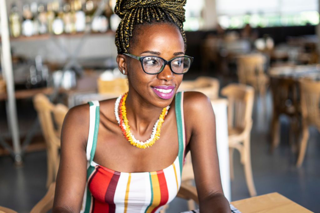 Woman eating alone