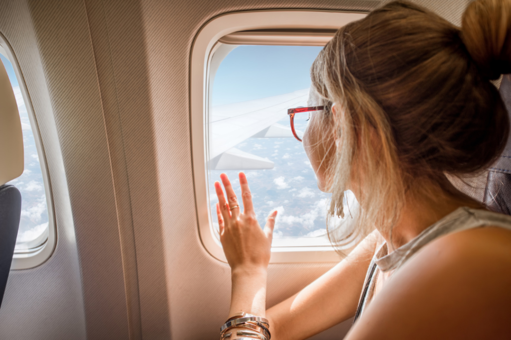 Woman on an airplane