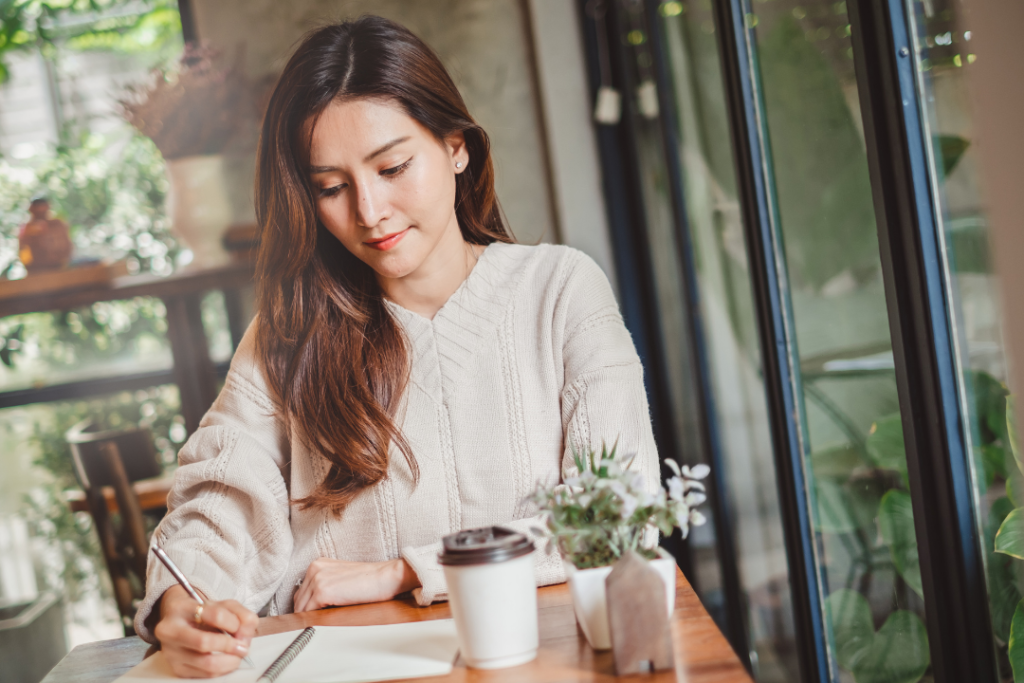 Woman setting goals