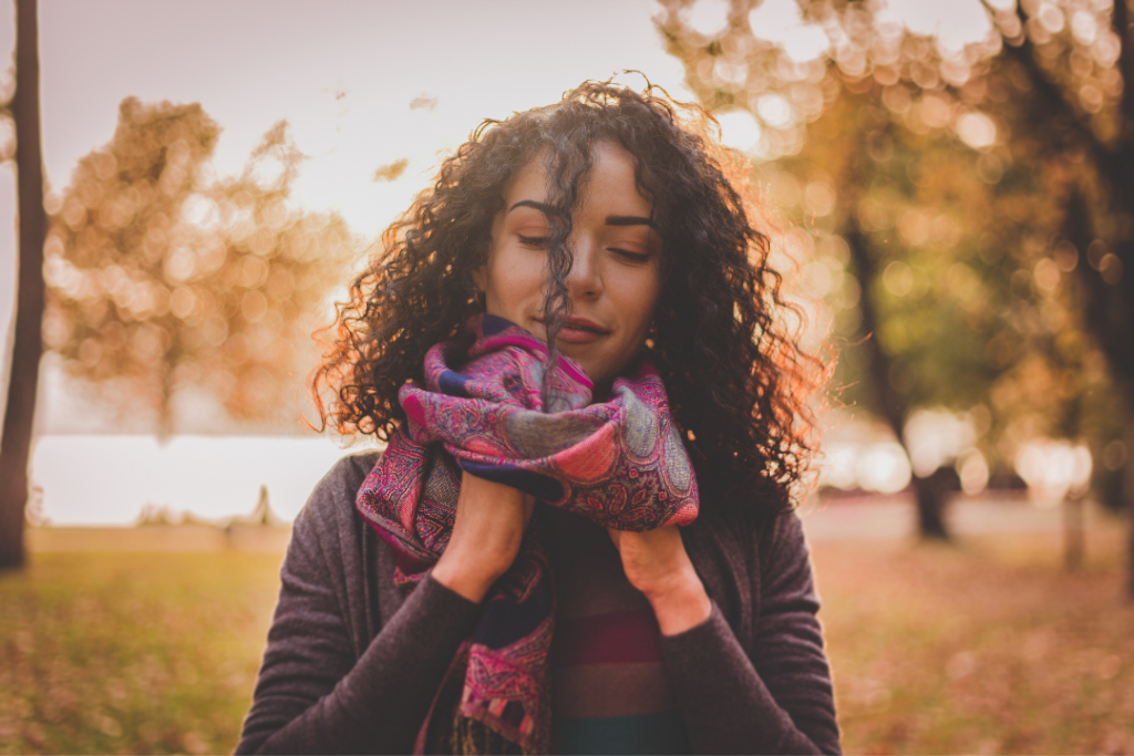 Woman wearing a scarf