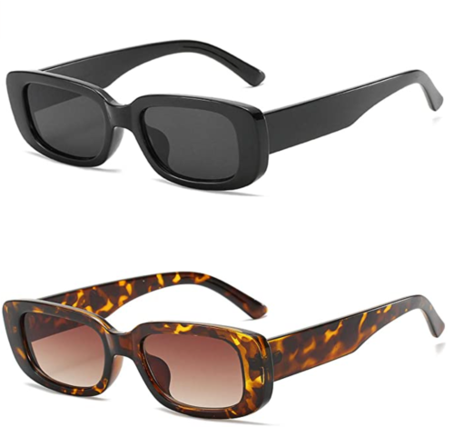 Beach vacation must haves: Retro rectangle sunglasses from Amazon