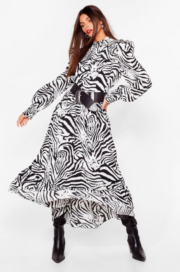 Zebra print dress from Nasty Gal