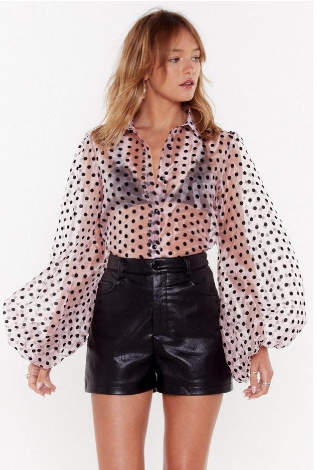 Sheer polka dot blouse