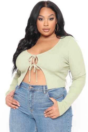 Fashion Nova Tie Front Sweater Top