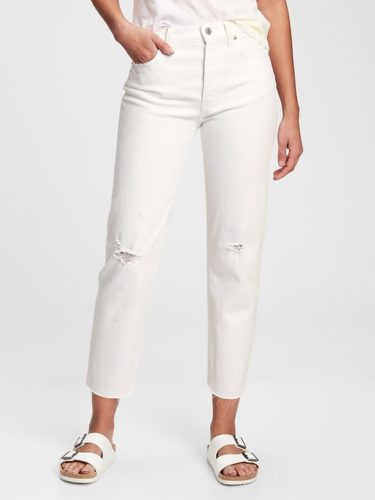 Gap High Rise Destructed Straight Jeans