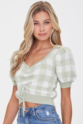 Forever 21 Sweater Knit Plaid Top