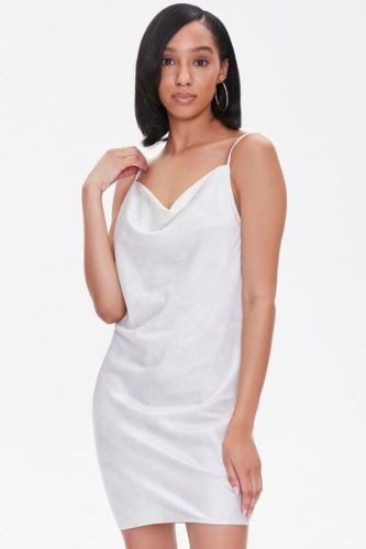 White satin mini dress