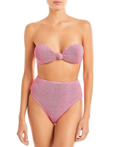 Pink layered mesh bikini