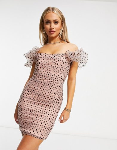 Off the shoulder dress with polka dots