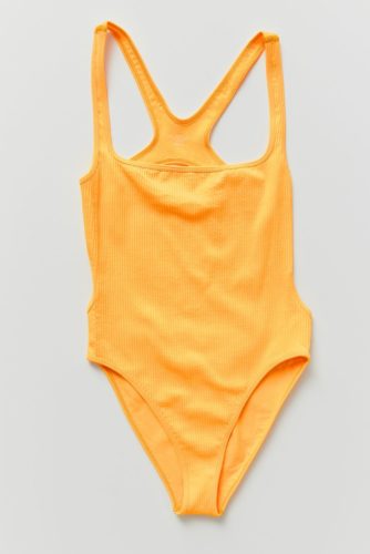 Orange one-piece bathing suit