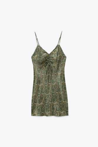 Zara printed satin slip dress