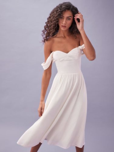 White flowy off the shoulder dress