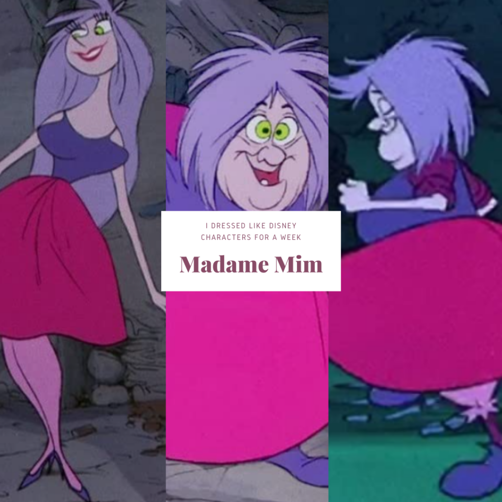 Collage of photos of Madame Mim Disney character