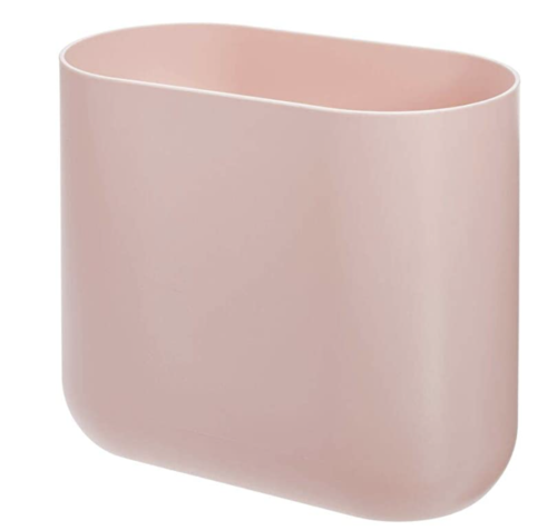 Blush pink college bathroom trash can essential item from Amazon