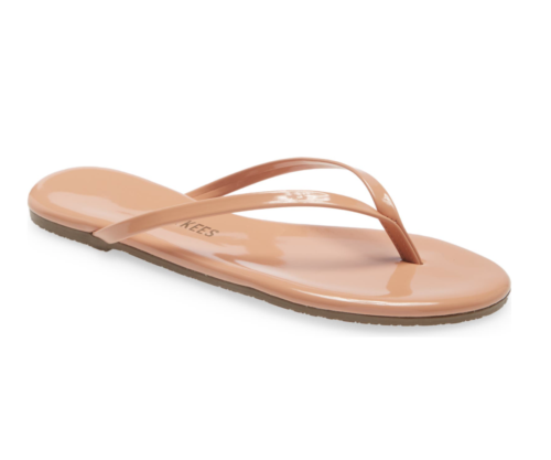 Tkees glossy flip flops in tan