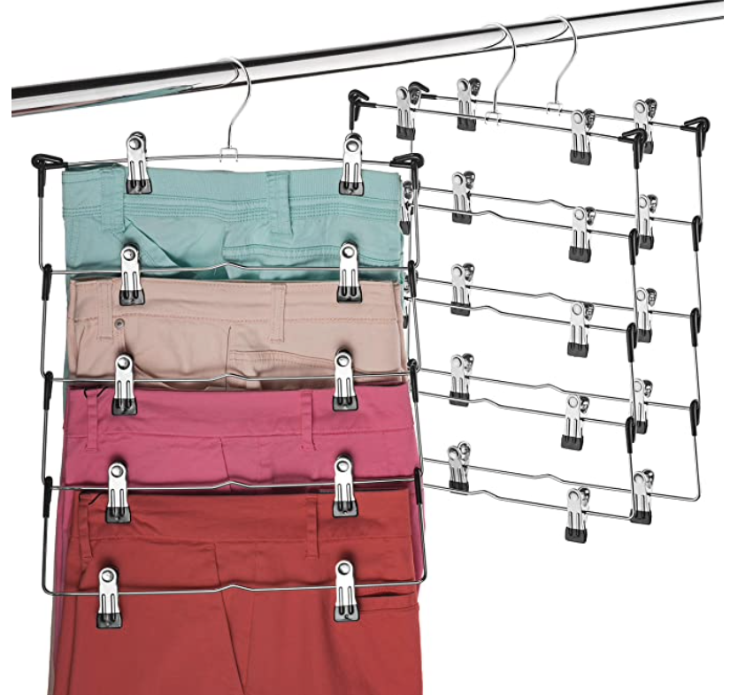 Layered pants hanger with clips from Amazon