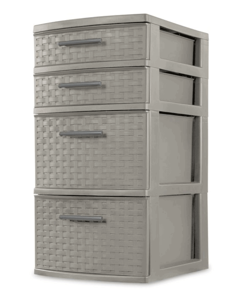 grey plastic drawers with woven pattern from Target