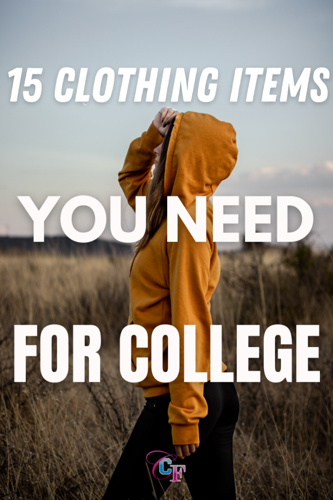 15 clothing items you need for college, girl standing in a field wearing a mustard hoodie