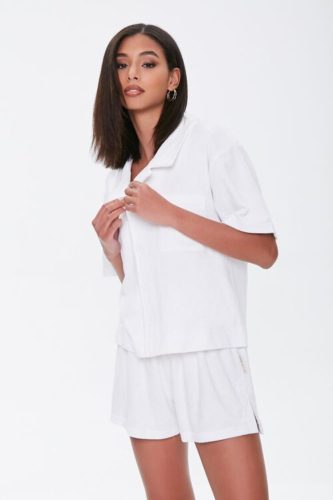 Kendall & Kylie Notched Terrycloth Shirt