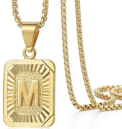 Gold initial pendant necklace