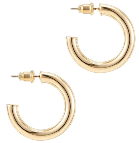 Chunky small gold hoop earrings