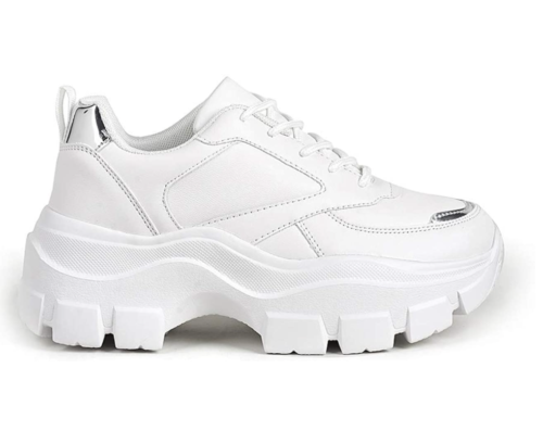 White chunky oversized platform sneakers