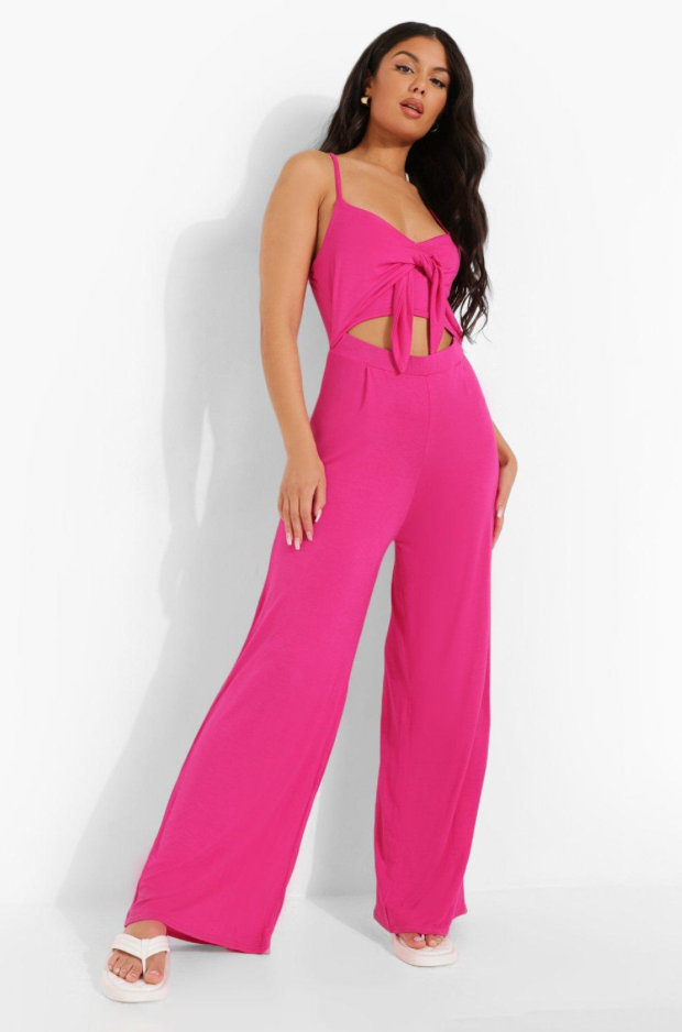 Hot pink cutout jumpsuit