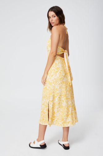 Tie Back Halter Midi Dress