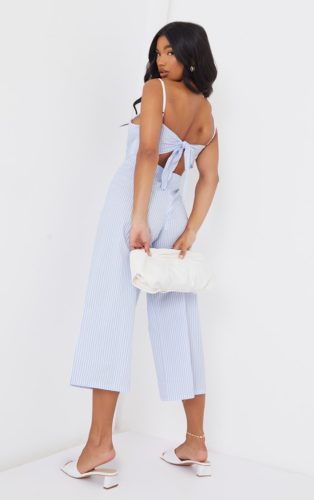 Striped Tie-Back Culotte Jumpsuit