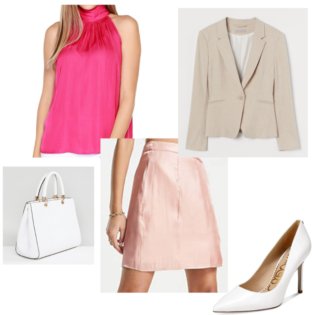 Pencil skirt + silky blouse + blazer
