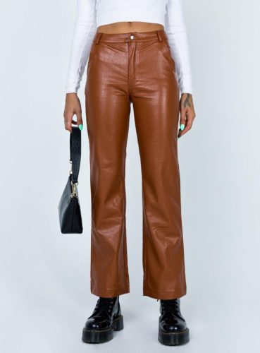 Brown leather pants from Princess Polly