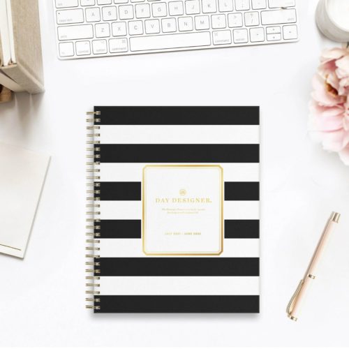 Day Designer Planner, black and white stripes